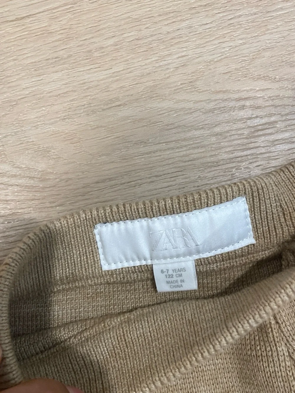 Zara Neutral Wide-Leg Knit Pants in Beige